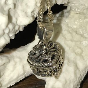 Filigree Heart-shaped Box Scent Locket, Sterling